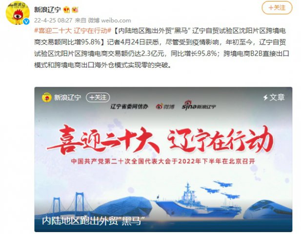 辽宁自贸试验区沈阳片区跨境电商交易额同比增95.8%